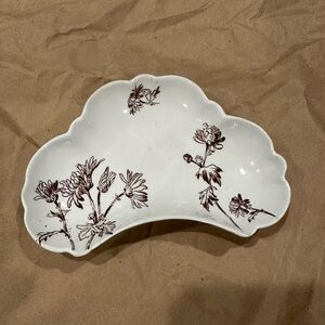 Vintage crescent moon chrysanthemum dish.